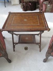 Tray table with leather top