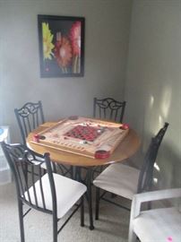 Game table and chairs and Carrom board