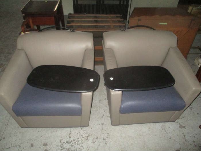 Pair of chairs with trays