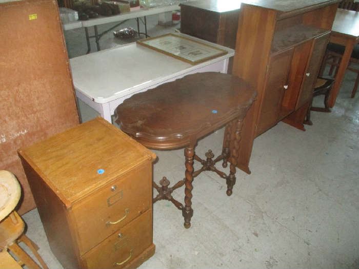 Wood file cabinet comma table and cabinet