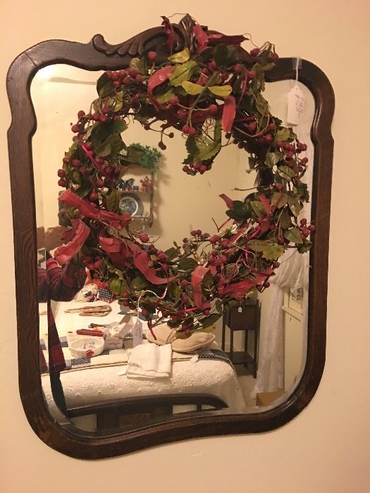 Antique mirror w/ wreath