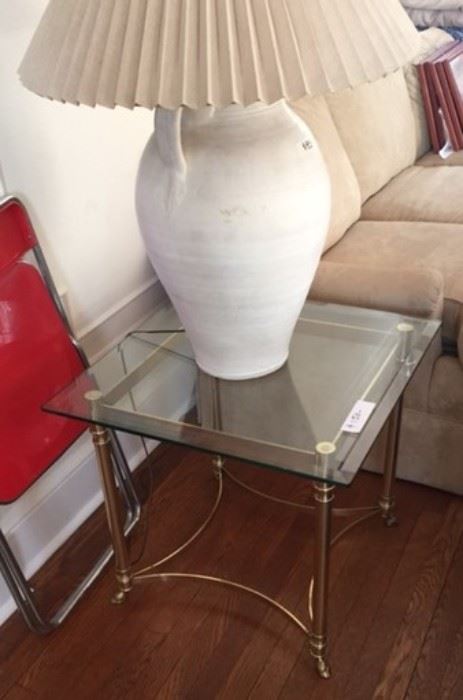gold chrome and glass end table 