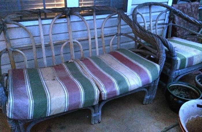 Bent Twig Settee w/Matching Chair (top cushions removed to show structure)