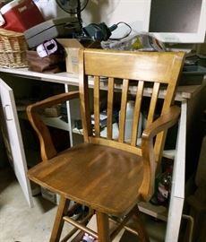 One of Two High Counter Chairs