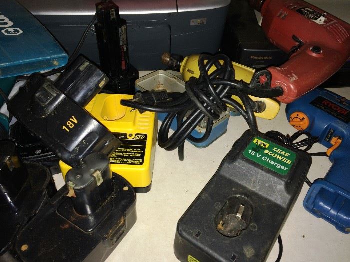Battery Packs/Chargers for Tools in Garage