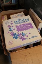 Vintage purple Melmac dinnerware set w/ boxes, unused!