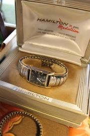 Vintage men's Hamilton Medallion wrist watch, 22 jewels, 10K gold filled, works, with box