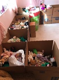 All Beanie Babies, small, med & large!  One box is also  Boyd's Bears! All kinds of new toys and such! 