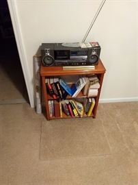 Radio and small bookcase