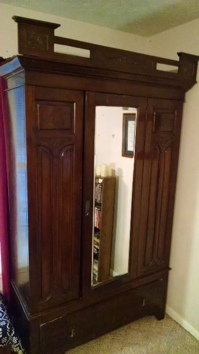 Gorgeous antique armoire from England.  Late 1800's, early 1900's.  If you are interested in this piece before the sale, please contact me.  The family will be moving this from another location to the sale and would like to sell it before the sale.