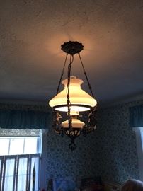 Antique hanging lamp.  It has small cherubs on it!!