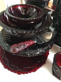 Ruby Red cake platter, server and other dishes