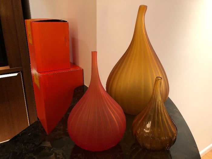 Salviati fluted glass vases