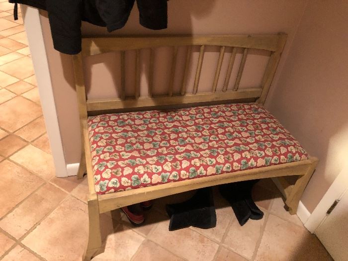 Armless bench and coat rack