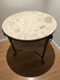 Vintage two tier marble and steel occasional table