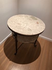  Round Marble and steel two-tier occasional table