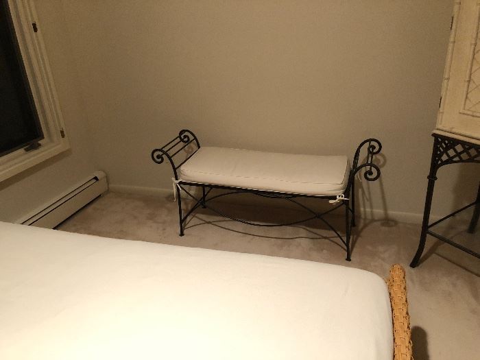 vintage wrought iron scrolling bench