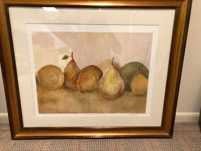 Water Color  Melon and Pears by R. Brandes; signed and titled by artist