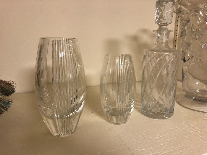 Various crystal vases