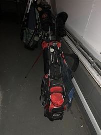 Golf bags and golf clubs