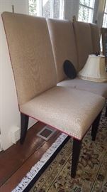 Set of 4 Upholstered Chairs, in much need of recovery. Bad Kitty!