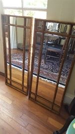 Pair of Faux Bamboo Mirrors