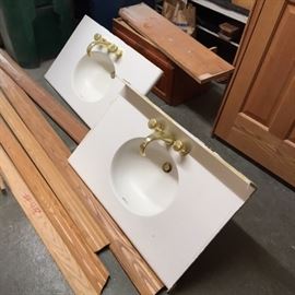 Corian Sink Tops with Brass Fixtures - 36" and 37" wide
