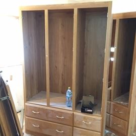 Oak Storage Unit with Drawers and Shelves - 2 Available 53" W and 47" W. Height is 84"