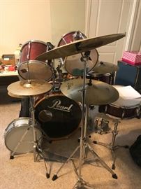 #18 Pearl Export Series Trap Set 5 piece w/cymbals w/extra heads & extra snare $800.00