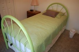 Vintage green metal twin bed