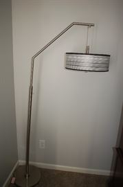 Silver floor lamp with striped shade