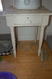 Antique white four legged side table
