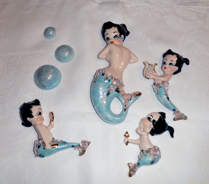 Very rare, vintage Joty Mermaid wall plaque set.  Perfect condition and still in it's original packaging!  
