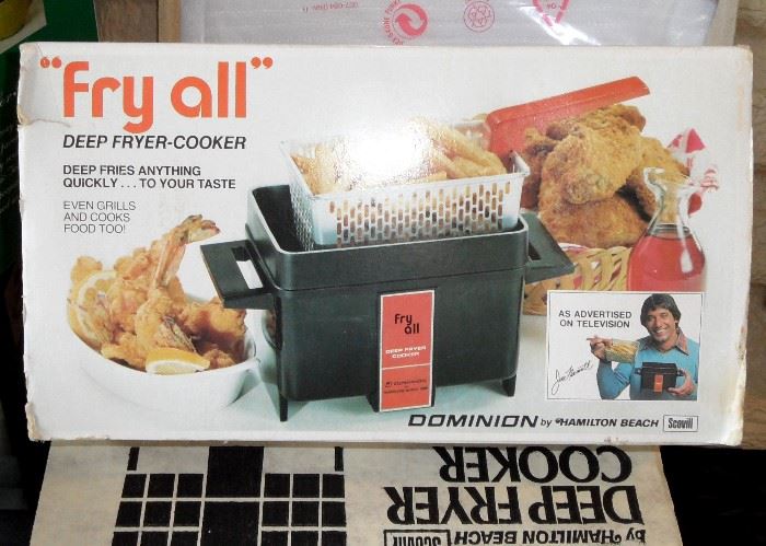 Retro "Fry All" deep fryer, Dominion by Hamilton Beach Scovill, #2112, new in original packaging.