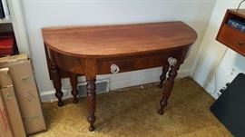 Antique Turned Leg Drop Leaf Table/desk