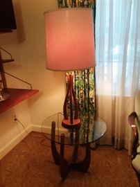 Mid Century Side Table & Lamp