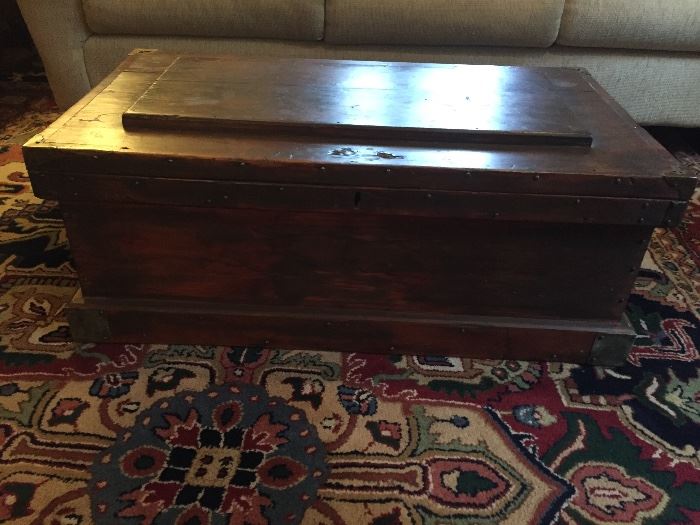Antique wooden trunk,  36"w x 20'd x 13"h asking $180