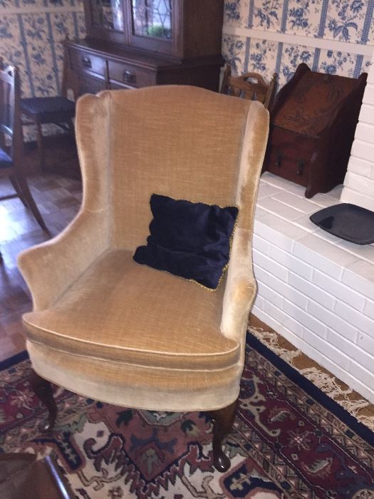 simple wing back chair for sale asking $80