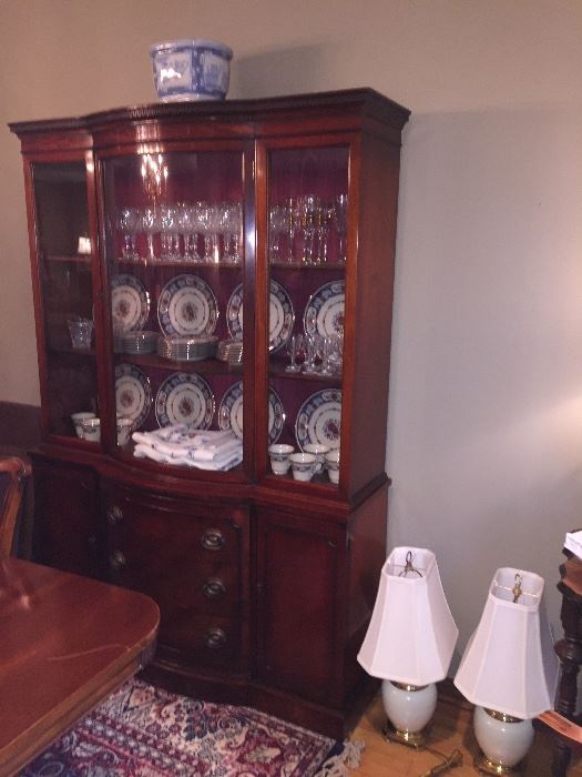 Another china cabinet for sale - curved door with wonderful original glass dimensions and price next photo
