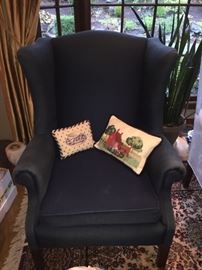Wing back armchair, neutral fabric asking $80