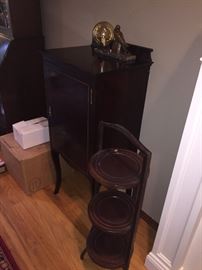 music chest and Victorian tea stand along with a great art deco lamp