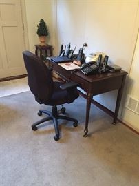 desk, adjustable desk chair and phone sets