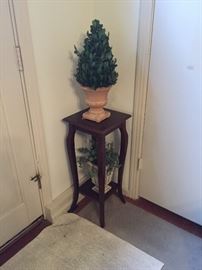 plant stand and potted faux tree