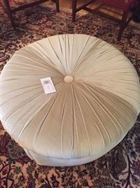 Terrific round pouf or ottoman.  32" diameter x 18" high asking $260