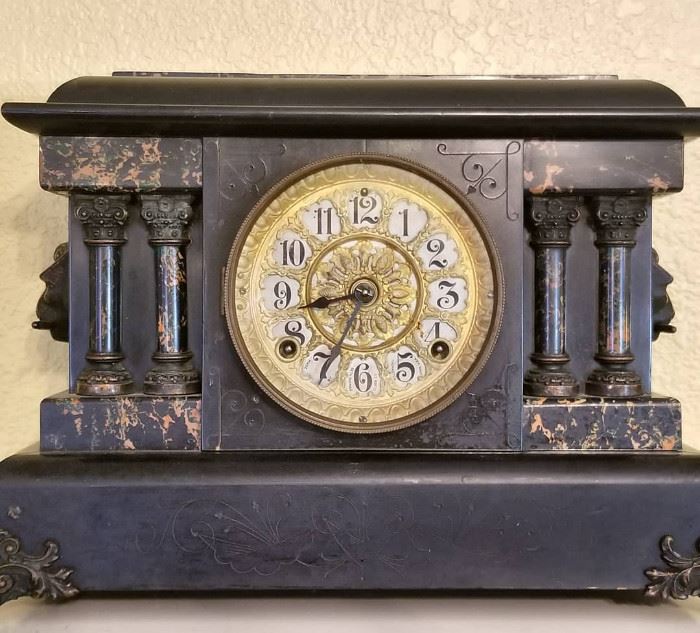 Antique Seth Thomas Mantle Clock with Lion Heads and Claw Feet