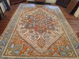 1960's hand woven Persian Heriz rug, measures 8' 3" x 10' 2".