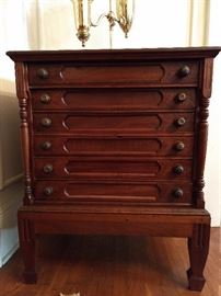 Fabby 6-drawer vintage spool cabinet, on stand.