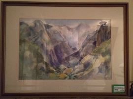 Framed/matted original watercolor, by Atlanta artist, Helen Schneeberger.