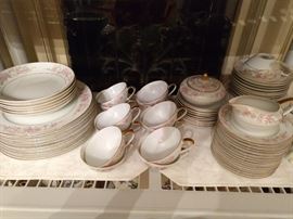 77-Piece set of china, "Lois" by Jyoto china, Japan. 