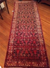 Vintage Persian Veramin runner, hand woven, 100% wool face, measures 9' 11" x 3' 11".